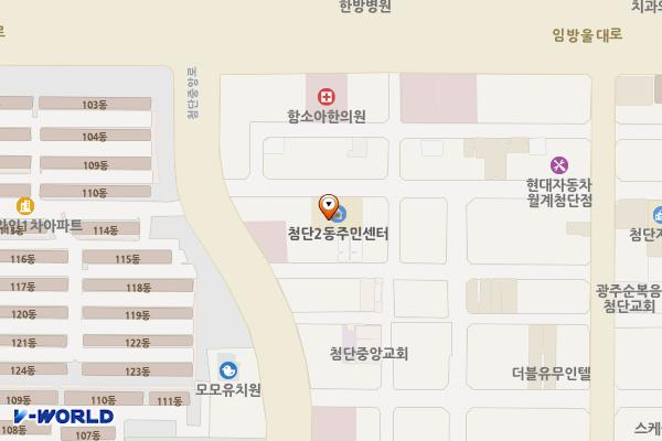 첨단2동행정복지센터 위치 지도 — 전남광주통합특별시 광산구 첨단중앙로124번길 24 (월계동)