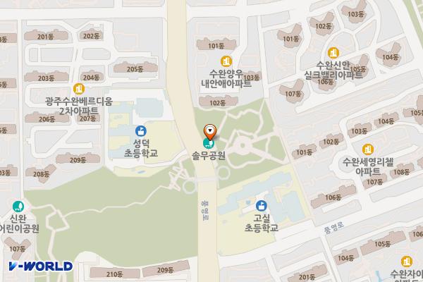 솔무공원 위치 지도 — 전남광주통합특별시 광산구 풍영로 312 (장덕동)