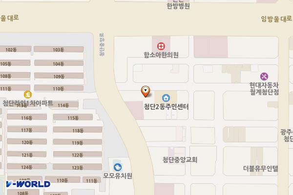 기아오토큐(월계점) 위치 지도 — 전남광주통합특별시 광산구 첨단중앙로124번길 16 (월계동)
