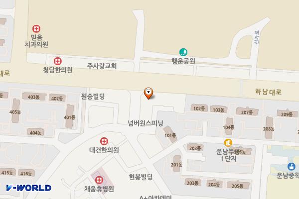 햇살빌딩 위치 지도 — 전남광주통합특별시 광산구 하남대로 288 (운남동)