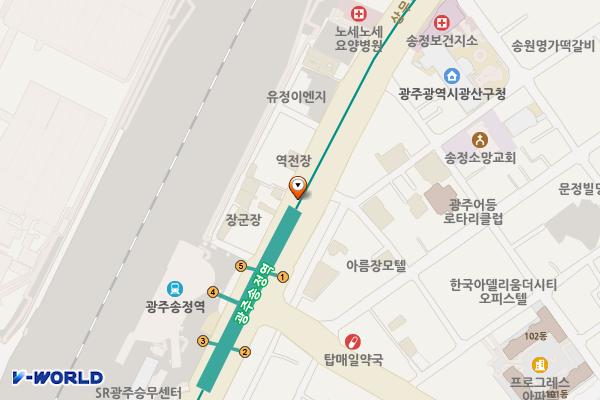 광주송정역(지하철역) 위치 지도 — 전남광주통합특별시 광산구 상무대로 201-99