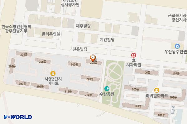 송광종합사회복지관 위치 지도 — 전남광주통합특별시 광산구 우산로 17 (우산동)