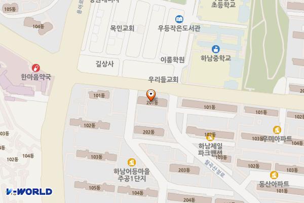 하남종합사회복지관 위치 지도 — 전남광주통합특별시 광산구 월곡산정로 12 (우산동)