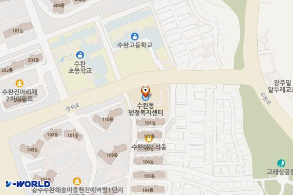 수완동행정복지센터 위치 지도 — 전남광주통합특별시 광산구 장덕로 158 (수완동)