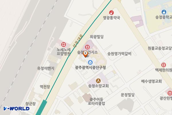 광산구청 위치 지도 — 전남광주통합특별시 광산구 광산로29번길 15 (송정동)