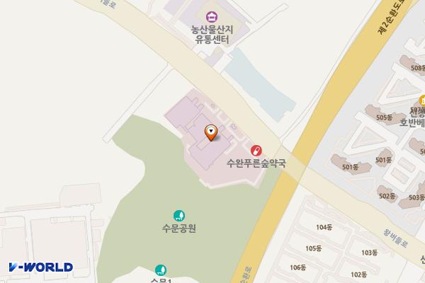KS병원 위치 지도 — 전남광주통합특별시 광산구 왕버들로 220 (수완동)