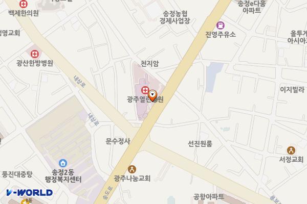 광주열린병원 위치 지도 — 전남광주통합특별시 광산구 송도로 271-1 (송정동)