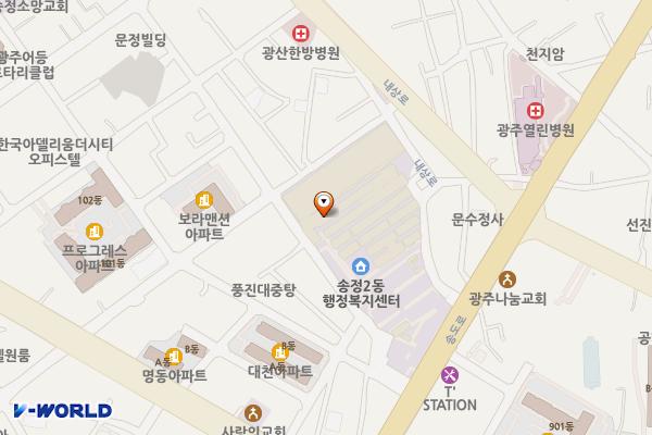 송정2동행정복지센터 위치 지도 — 전남광주통합특별시 광산구 광산로30번길 65 (송정동)