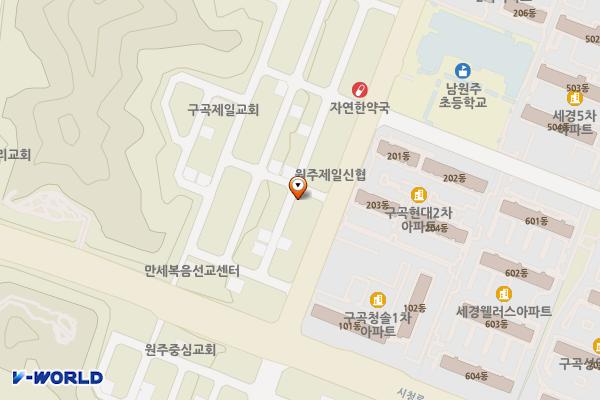 단구동 쌈지공영주차장 위치 지도 — 강원특별자치도 원주시 단구동 1569-1