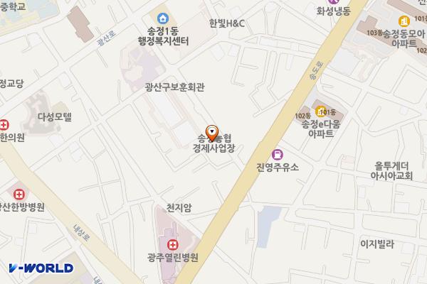 송정농협 중앙지점 위치 지도 — 전남광주통합특별시 광산구 광산로68번길 38 (송정동)