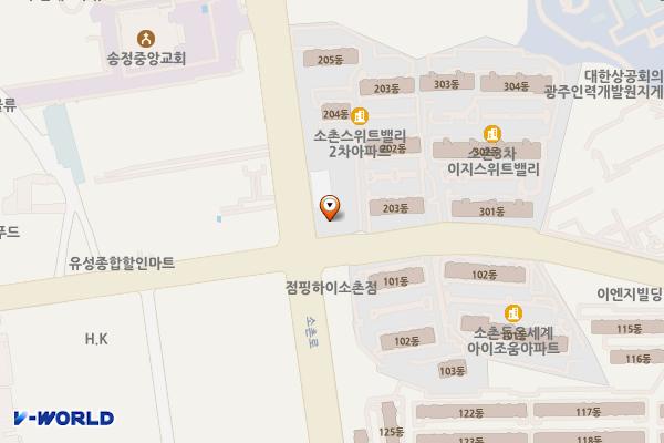 남성회관빌딩 위치 지도 — 전남광주통합특별시 광산구 소촌로152번길 1 (소촌동)