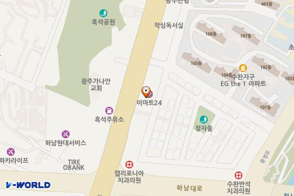 이미트24서비스광주수완주유소 위치 지도 — 전남광주통합특별시 광산구 풍영로101번안길 19-2 (흑석동)