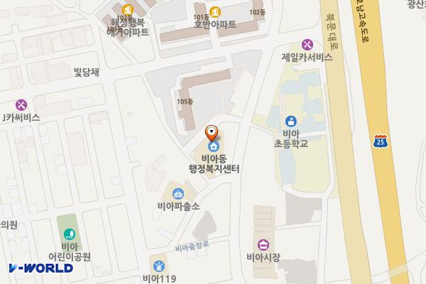 비아동행정복지센터 위치 지도 — 전남광주통합특별시 광산구 비아중앙로31번길 8-6