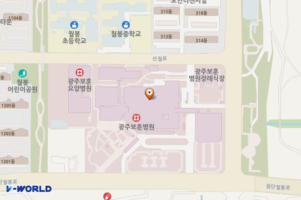 광주보훈병원 위치 지도 — 전남광주통합특별시 광산구 첨단월봉로 99 (산월동)