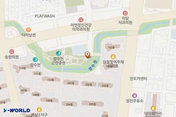 장수천공원 위치 지도 — 전남광주통합특별시 광산구 용아로379번길 25-1 (산정동)