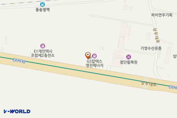 영진에너지 위치 지도 — 전남광주통합특별시 광산구 상무대로 483 (우산동)