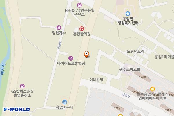 흥업 공영주차장 위치 지도 — 강원특별자치도 원주시 흥업면 남원로 60