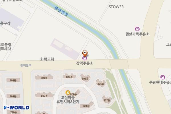 현대오일뱅크㈜직영장덕셀프주유소 위치 지도 — 전남광주통합특별시 광산구 왕버들로 59 (장덕동)