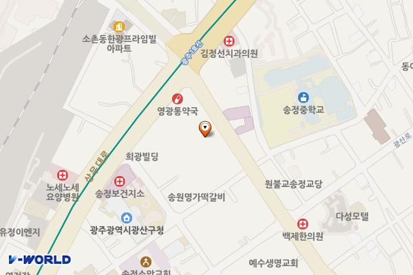 송정매일시장상가 주차타워 위치 지도 — 전남광주통합특별시 광산구 내상로 10 (송정동)