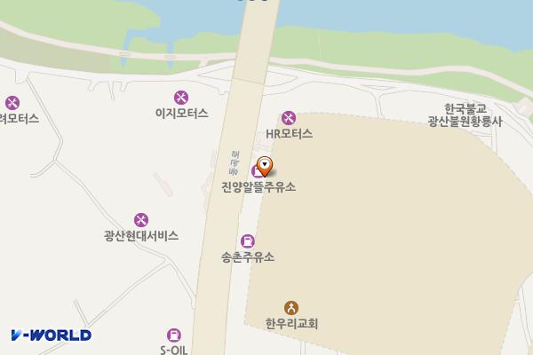 진양주유소 위치 지도 — 전남광주통합특별시 광산구 동곡로 664 (송촌동)