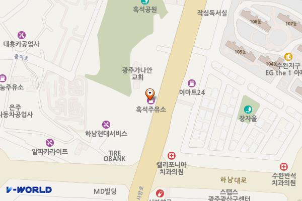 흑석주유소 위치 지도 — 전남광주통합특별시 광산구 사암로 415 (흑석동)