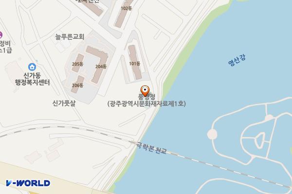 풍영정 위치 지도 — 전남광주통합특별시 광산구 풍영정길 21 (신창동)