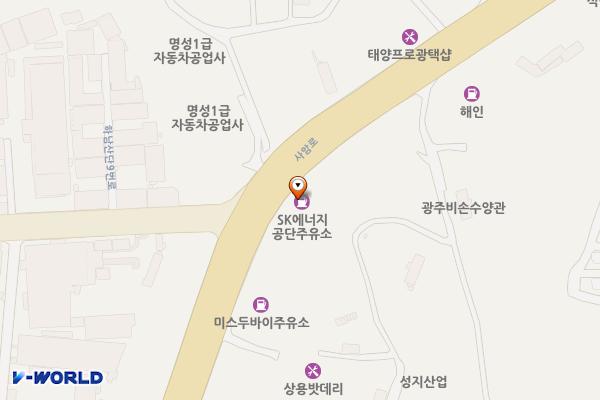 ㈜대창석유직영공단주유소 위치 지도 — 전남광주통합특별시 광산구 사암로 800 (도천동)