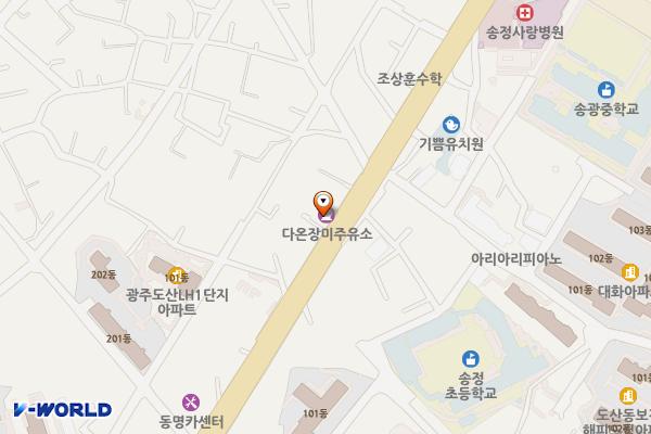 장미주유소 위치 지도 — 전남광주통합특별시 광산구 송도로 205 (도산동)