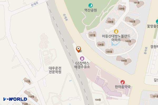 애경주유소 위치 지도 — 전남광주통합특별시 광산구 손재로 25 (산정동)