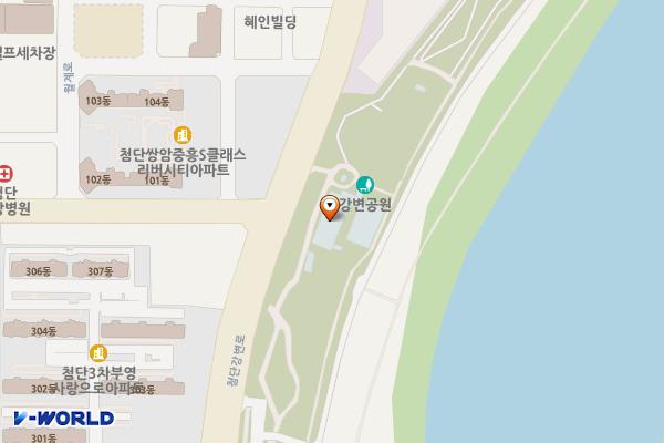 영산강대상공원1 위치 지도 — 전남광주통합특별시 광산구 첨단강변로 76 (산월동)
