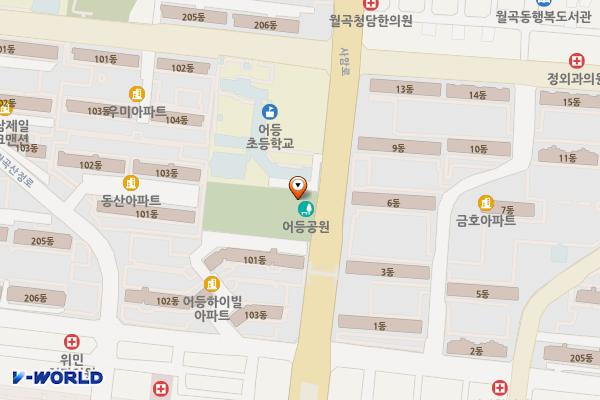 어등 어린이공원 위치 지도 — 전남광주통합특별시 광산구 사암로 229 (우산동)
