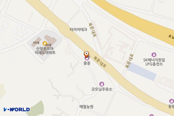 ㈜중동 알라딘주유소 위치 지도 — 전남광주통합특별시 광산구 북문대로 399 (신창동)