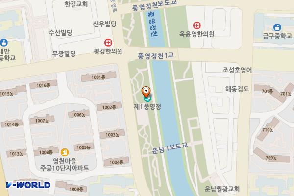 제1풍영정공원 위치 지도 — 전남광주통합특별시 광산구 풍영로 34 (월곡동)