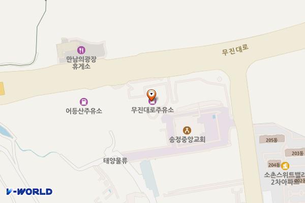 무진대로주유소 위치 지도 — 전남광주통합특별시 광산구 무진대로 80 (소촌동)