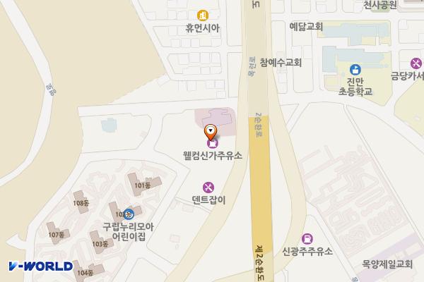 웰컴신가셀프주유소 위치 지도 — 전남광주통합특별시 광산구 목련로 375 (신가동)