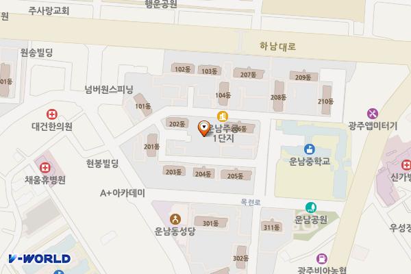 뭉게뭉게 어린이공원 위치 지도 — 전남광주통합특별시 광산구 운남동 776-5