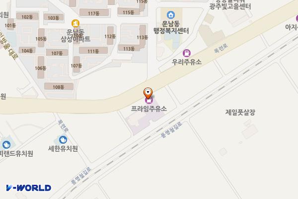 프라임주유소 위치 지도 — 전남광주통합특별시 광산구 목련로 216 (운남동)