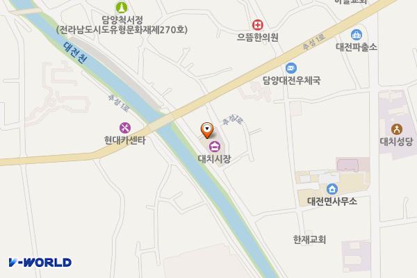 대전시장 위치 지도 — 전남광주통합특별시 담양군 대전면 대치8길 28-12, 대전시장