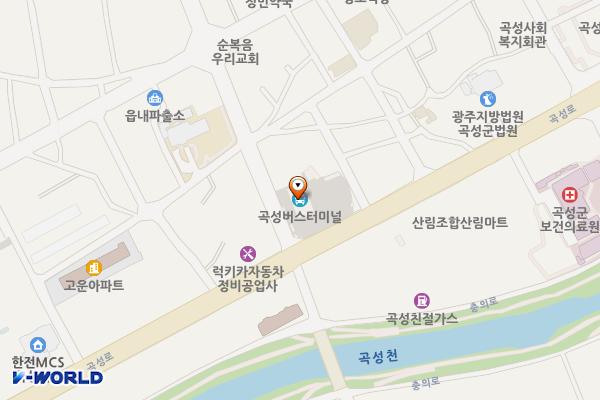 곡성버스터미널 위치 지도 — 전남광주통합특별시 곡성군 곡성읍 군청로 6