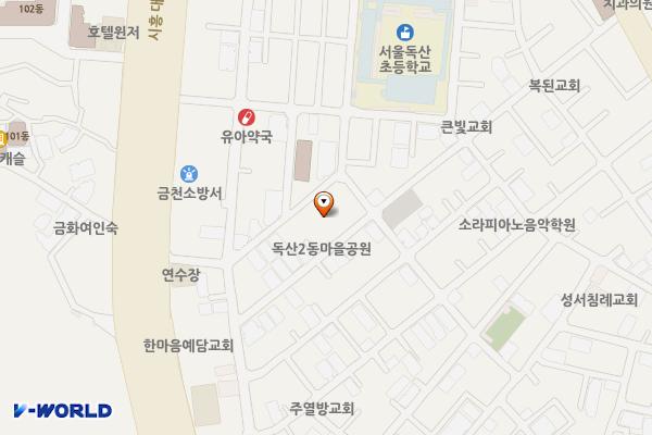 독산2동마을공원공영주차장 위치 지도 — 서울특별시 금천구 시흥대로 98길 27