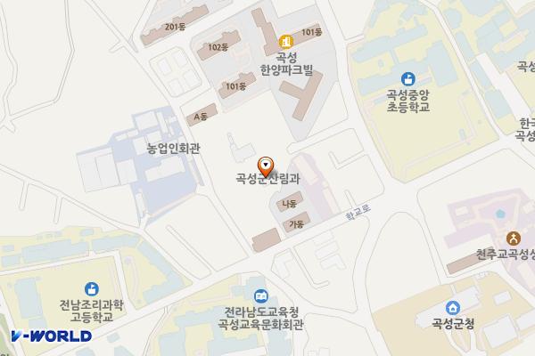 곡성군 산림과 위치 지도 — 전남광주통합특별시 곡성군 곡성읍 학정3길 6, 곡성군청 산림과