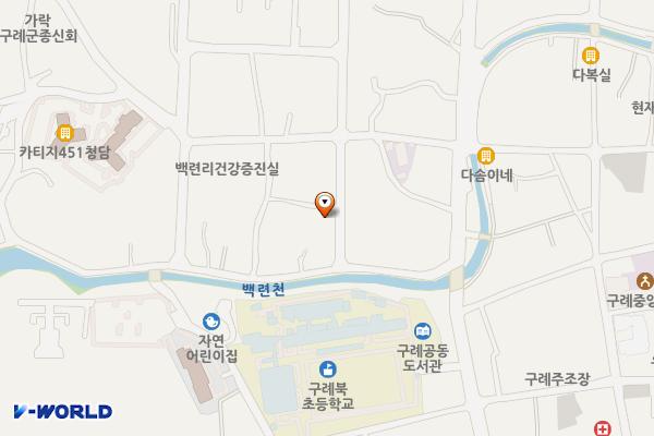 백련리 소공원 화장실 위치 지도 — 전남광주통합특별시 구례군 구례읍 백련천길 12-7