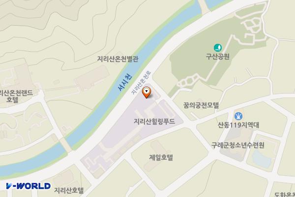 지리산나들이장터 상가 위치 지도 — 전남광주통합특별시 구례군 산동면 지리산온천로 280 (관산리)