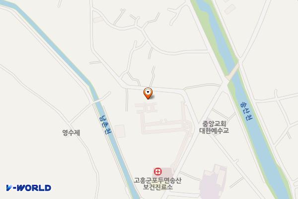 포두북부게이트볼장 위치 지도 — 전남광주통합특별시 고흥군 포두면 송산길 63-14, 게이트볼장