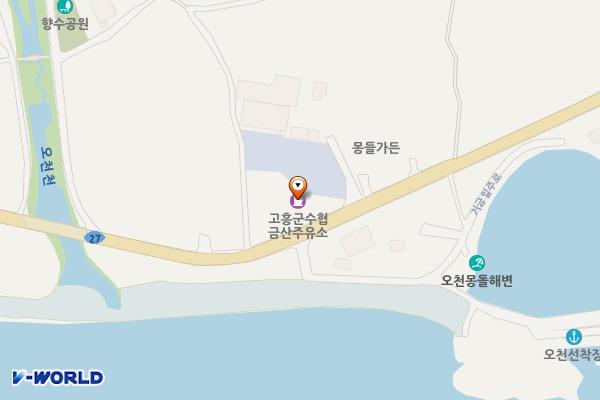 고흥군수협금산주유소 위치 지도 — 전남광주통합특별시 고흥군 금산면 거금일주로 1543, 주유소