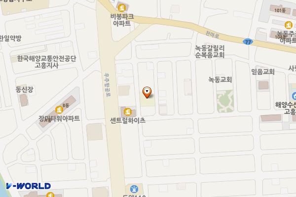 고흥군립남부도서관 위치 지도 — 전남광주통합특별시 고흥군 도양읍 녹동신항8길 5-4, 고흥군립남부도서관