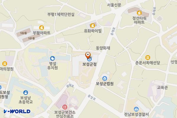 보성군청 2층(서) 위치 지도 — 전남광주통합특별시 보성군 보성읍 송재로 165 (보성리, 보성군청)