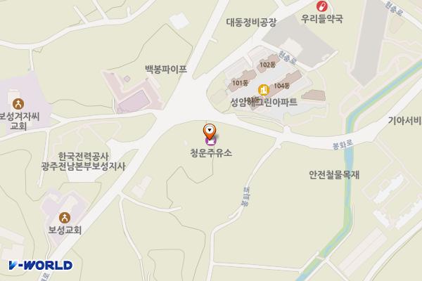 청운주유소 위치 지도 — 전남광주통합특별시 보성군 보성읍 봉화로 8