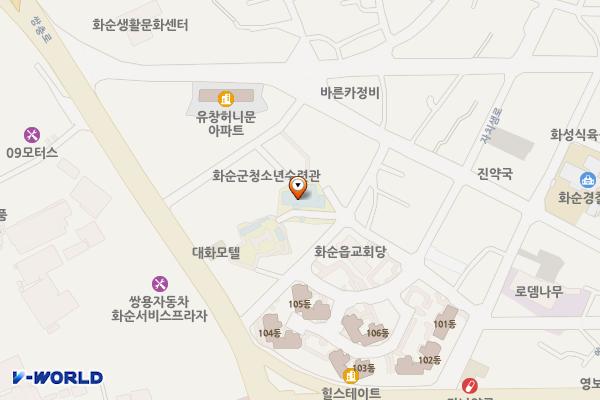 화순 공공도서관 위치 지도 — 전남광주통합특별시 화순군 화순읍 도서관길 15, 화순공공도서관