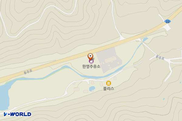 한영 주유소 공중화장실 위치 지도 — 전남광주통합특별시 화순군 동복면 동주로 1414